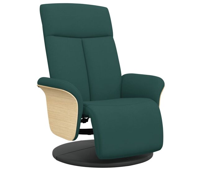 Sillón reclinable - sillón relax con reposapiés tela verde oscuro