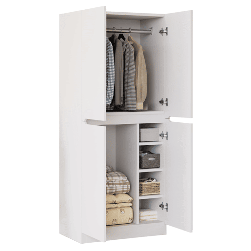 Armário roupeiro 70x40x170 cm - Porta dupla com pequeno compartimento de arrumação - Branco Armário roupeiro 70x40x170 cm - Porta dupla com pequeno compartimento de arrumação - Branco