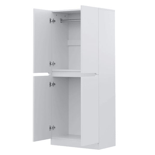 Armário roupeiro 70x40x170 cm - Porta dupla com pequeno compartimento de arrumação - Branco Armário roupeiro 70x40x170 cm - Porta dupla com pequeno compartimento de arrumação - Branco