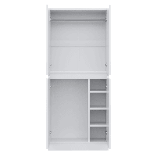 Armário roupeiro 70x40x170 cm - Porta dupla com pequeno compartimento de arrumação - Branco Armário roupeiro 70x40x170 cm - Porta dupla com pequeno compartimento de arrumação - Branco