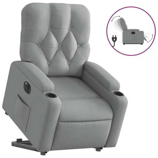 Poltrona reclinável - Poltrona relax elétrica tecido cinzento-claro