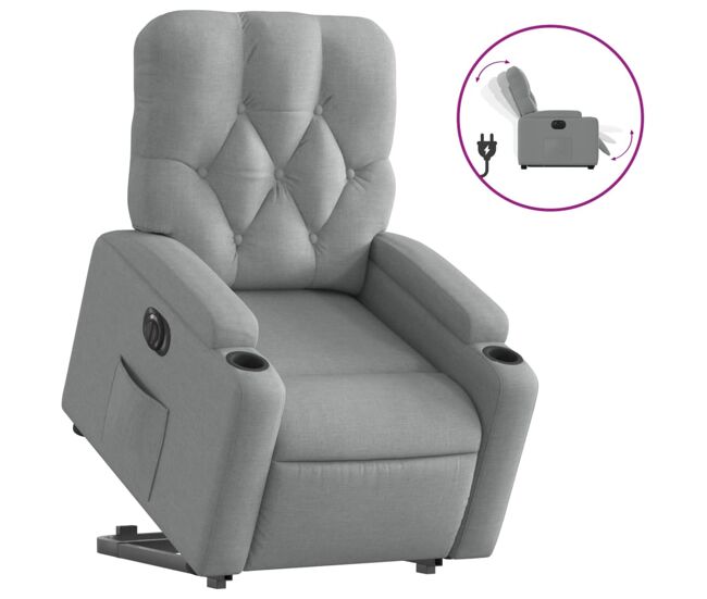 Sillón eléctrico reclinable elevable - sillón relax de tela gris claro