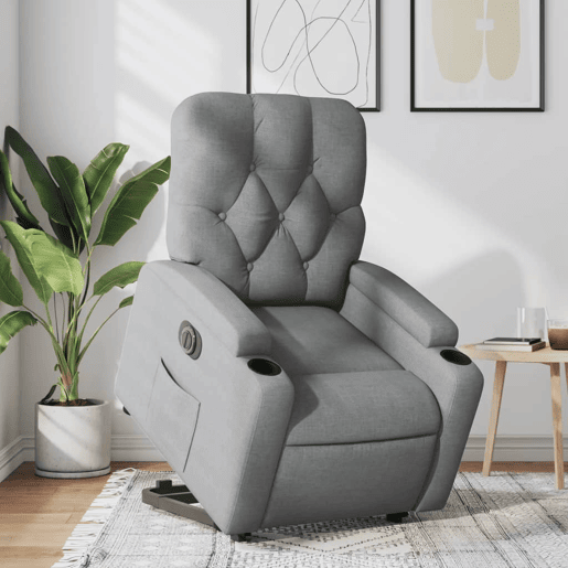 Poltrona reclinável - Poltrona relax elétrica tecido cinzento-claro