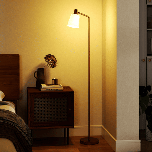 HOMCOM Candeeiro de Pé LED Regulável Candeeiro de Pé Sala Moderno com Ecrã Giratório 350° 3 Temperaturas de Cor 3000K4000K6500K e Lâmpada E27 para Quarto Escritório 45x21x148 cm Branco e Dourado