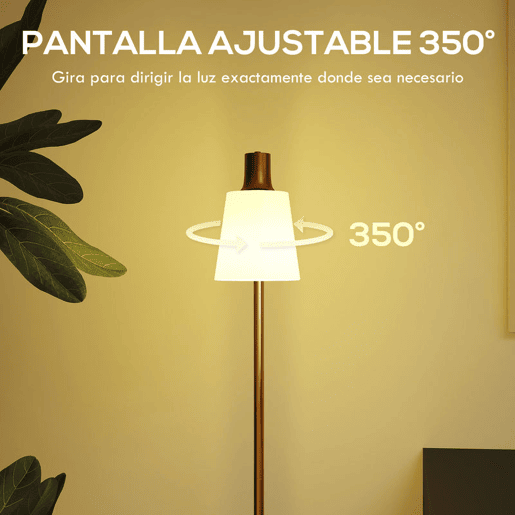 HOMCOM Candeeiro de Pé LED Regulável Candeeiro de Pé Sala Moderno com Ecrã Giratório 350° 3 Temperaturas de Cor 3000K4000K6500K e Lâmpada E27 para Quarto Escritório 45x21x148 cm Branco e Dourado
