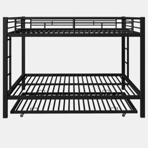 Beliche 140x200 cm - Estrutura em metal, com cama extraível, grades altas - Preto