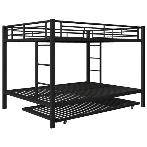 Beliche 140x200 cm - Estrutura em metal, com cama extraível, grades altas - Preto