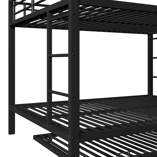 Beliche 140x200 cm - Estrutura em metal, com cama extraível, grades altas - Preto