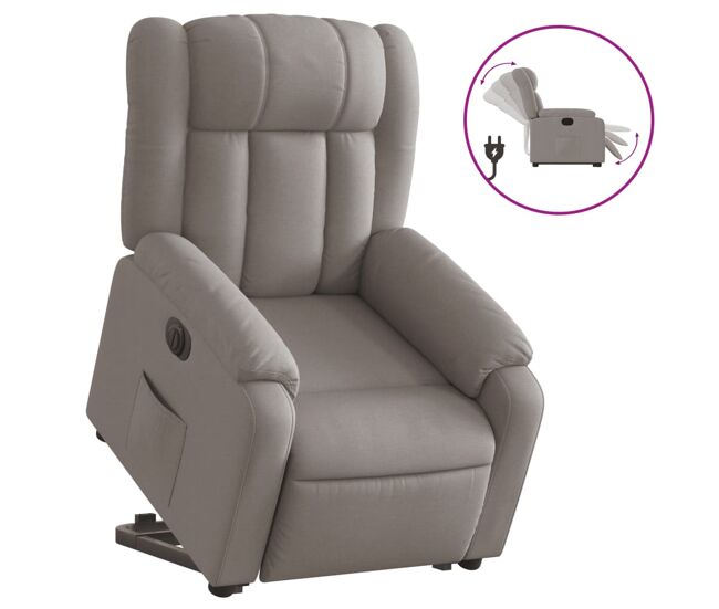 Sillón eléctrico reclinable elevable - sillón relax de tela gris taupe