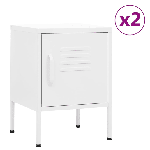 Lote de 2 Mesas De Cabeceira - Mesinhas De Cabeceira 35x35x51 cm aço cor branco
