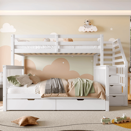 Beliche 90x200 cm - Com gavetas, arrumação, multifuncional, sem colchão, branco