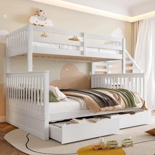 Beliche 90x200 cm - Com gavetas, arrumação, multifuncional, sem colchão, branco