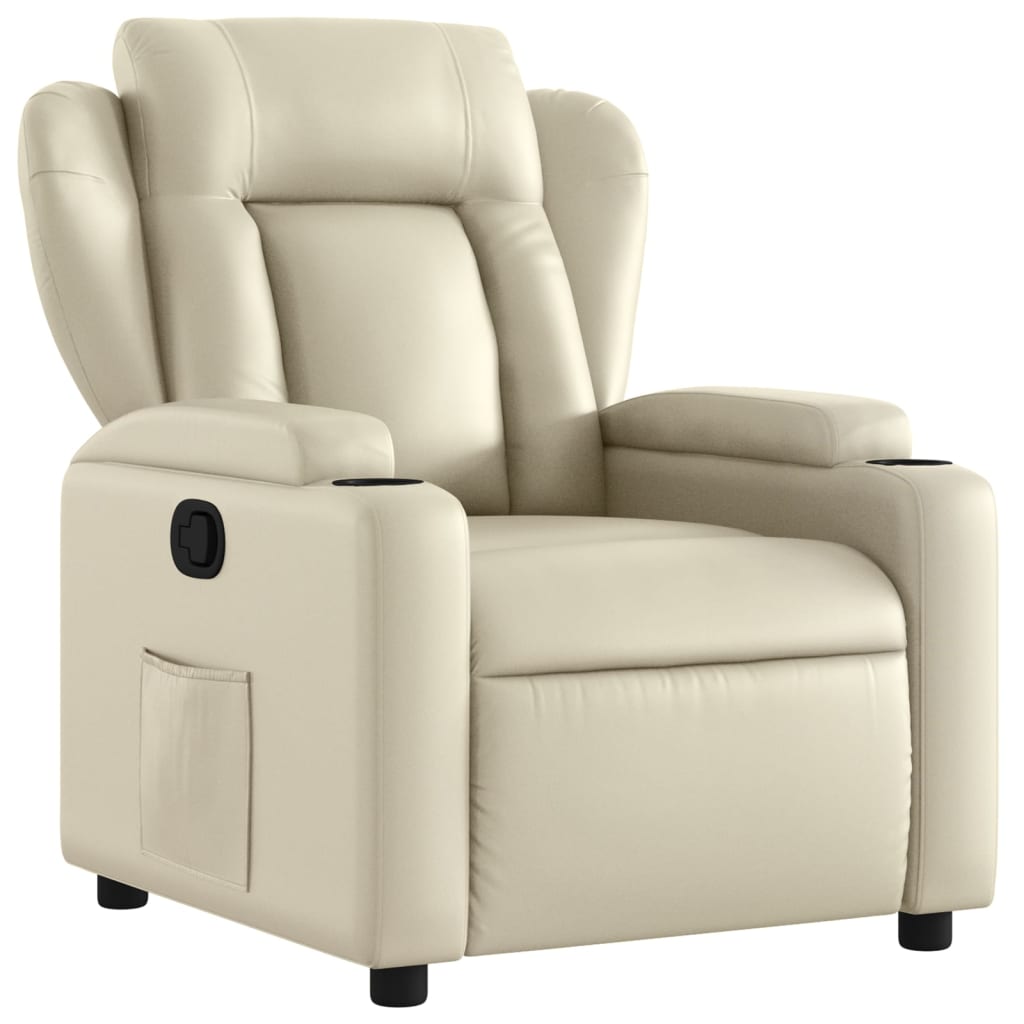 Sillón reclinable - sillón relax de cuero sintético crema