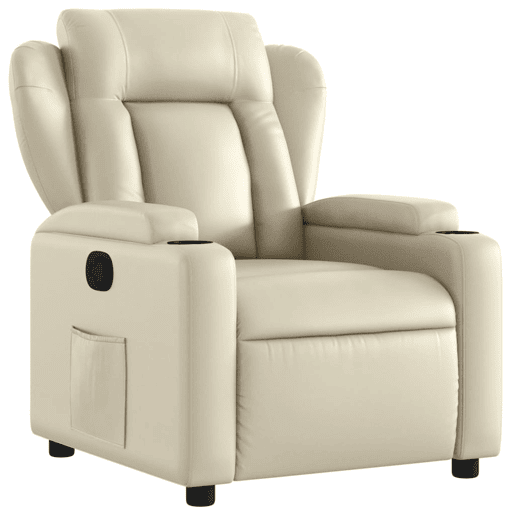 Poltrona reclinável - Poltrona relax couro artificial cor creme Poltrona reclinável - Poltrona relax couro artificial cor creme