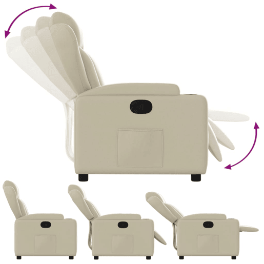 Poltrona reclinável - Poltrona relax couro artificial cor creme Poltrona reclinável - Poltrona relax couro artificial cor creme