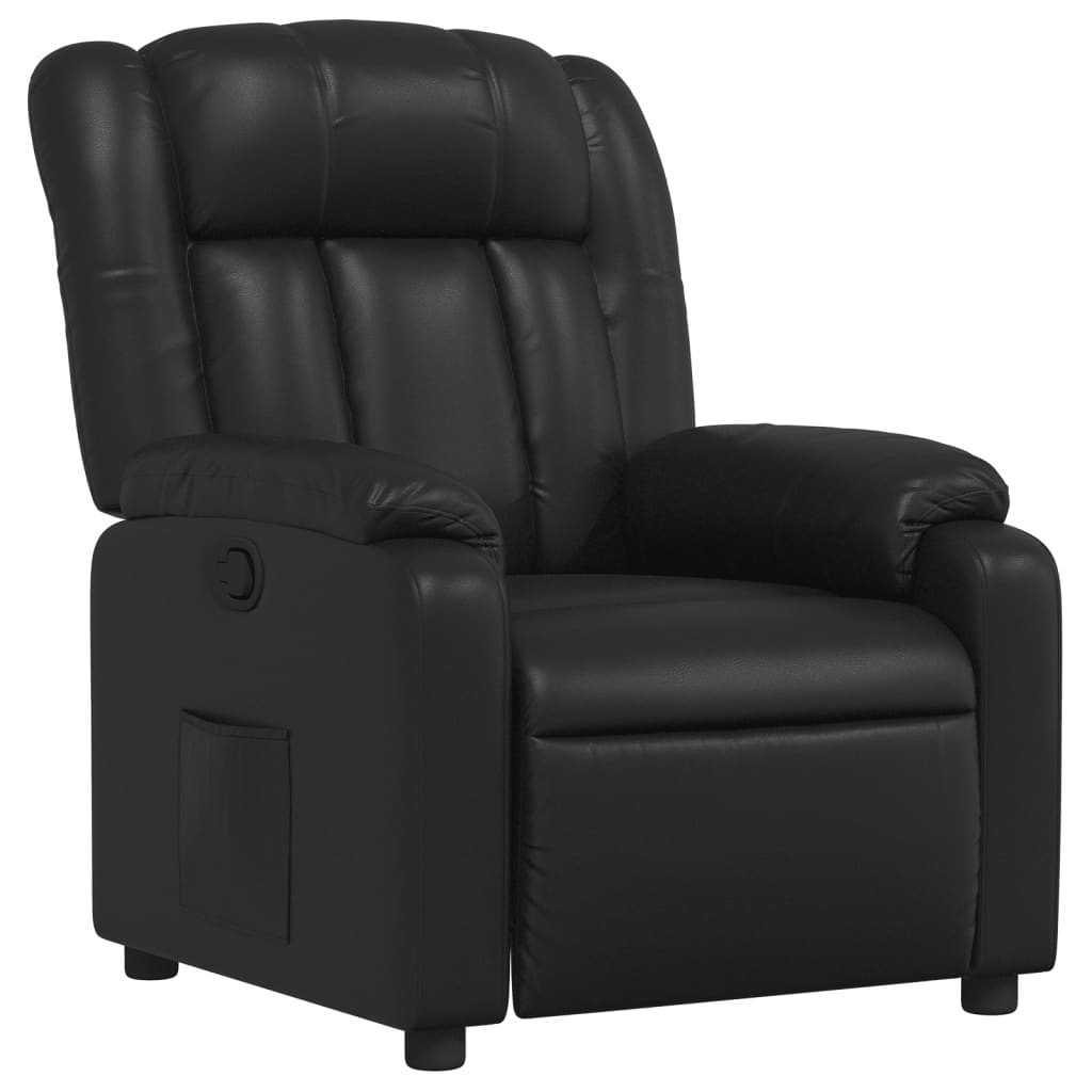 Sillón reclinable - sillón relax de cuero sintético negro