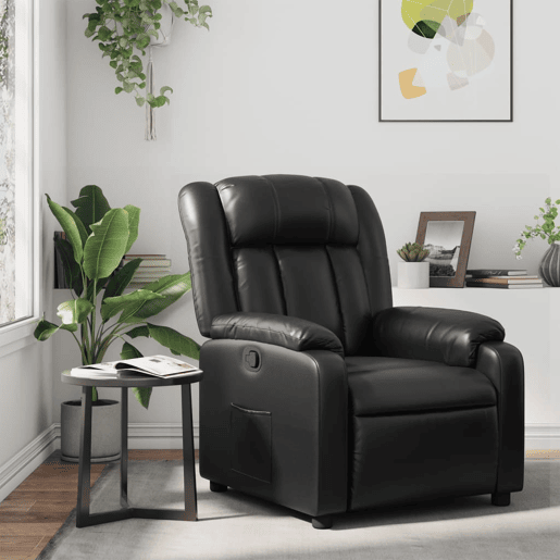 Poltrona reclinável - Poltrona relax couro artificial preto