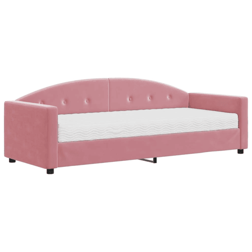 Sofá-cama, Sofá conversível com colchão 80x200 cm veludo rosa
