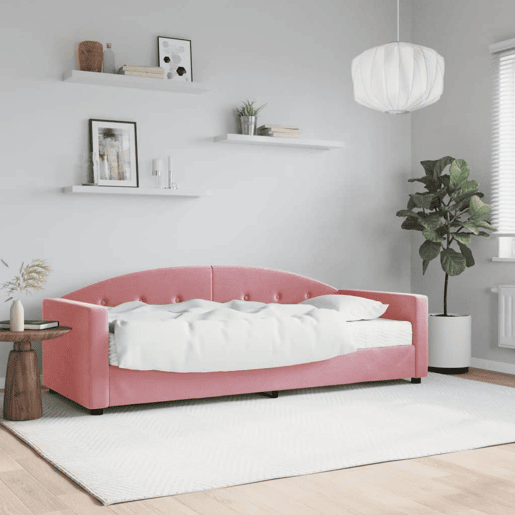 Sofá-cama, Sofá conversível com colchão 80x200 cm veludo rosa
