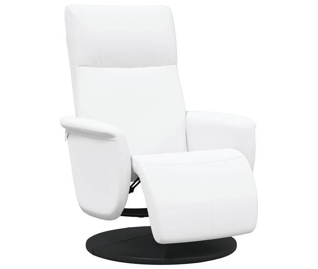 Sillón reclinable - sillón relax con reposapiés cuero sintético blanco