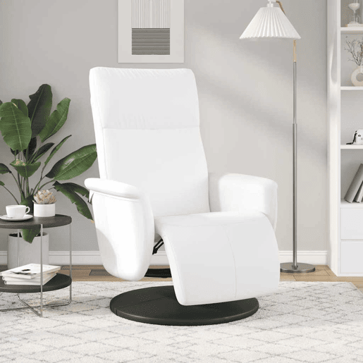 Cadeira reclinável - Poltrona relax com apoio de pés couro artificial branco