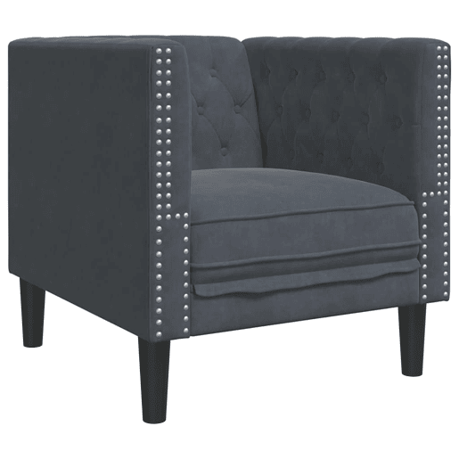 Poltrona, Sofá individual Chesterfield Cinzento escuro 71 x 74,5 x 70,5 cm