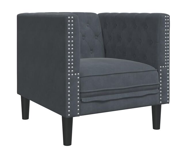 Silla de sofá chesterfield - sofá individual otro gris oscuro 71 x 74.5 x 70.5 cm