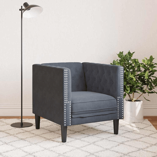 Poltrona, Sofá individual Chesterfield Cinzento escuro 71 x 74,5 x 70,5 cm