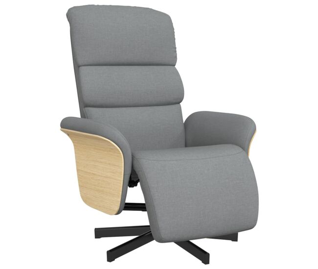 Sillón reclinable - sillón relax con reposapiés tela gris claro