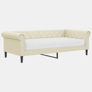 Sofá-cama, Sofá conversível com colchão 90x200 cm couro artificial cor creme
