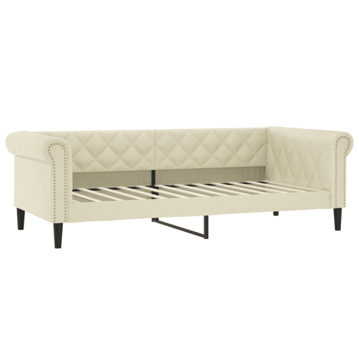 Sofá-cama, Sofá conversível com colchão 90x200 cm couro artificial cor creme Sofá-cama, Sofá conversível com colchão 90x200 cm couro artificial cor creme