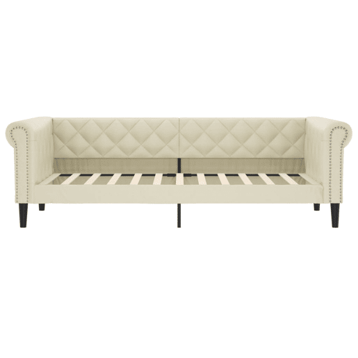 Sofá-cama, Sofá conversível com colchão 90x200 cm couro artificial cor creme Sofá-cama, Sofá conversível com colchão 90x200 cm couro artificial cor creme