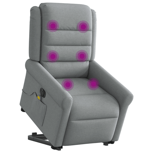 Poltrona elétrica reclinável massagens - Poltrona relax tecido cinzento-claro