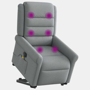 Poltrona elétrica reclinável massagens - Poltrona relax tecido cinzento-claro