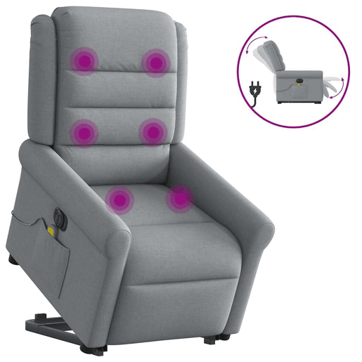 Poltrona elétrica reclinável massagens - Poltrona relax tecido cinzento-claro