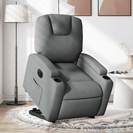 Poltrona reclinável - Poltrona relax elétrica tecido cinzento-escuro