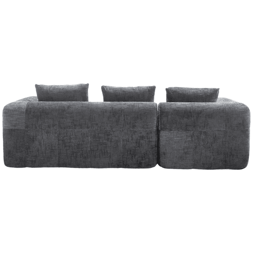 Sofá modular de 3 lugares - L-Sofa com chaise longue, 3 almofadas, bolso lateral - Cinza