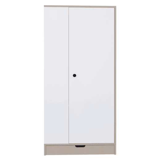 Armário roupeiro 70x40x170 cm - 1 porta com prateleiras e gavetas - Natural+Branco Armário roupeiro 70x40x170 cm - 1 porta com prateleiras e gavetas - Natural+Branco