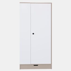 Armário roupeiro 70x40x170 cm - 1 porta com prateleiras e gavetas - Natural+Branco
