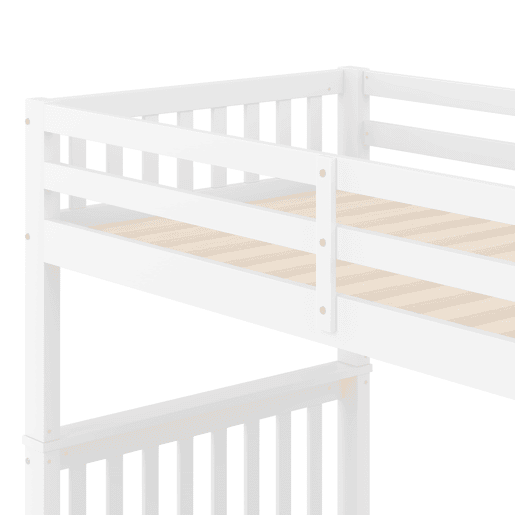 Beliche 90x200 cm - Com escada, 2 gavetas, grades altas, certificado EN747-1, branco