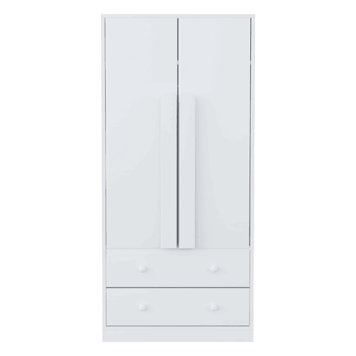 Armário roupeiro 70x40x170 cm - Porta dupla, gavetas e prateleiras - Branco