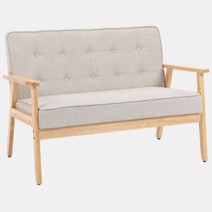 HOMCOM Sofá de 2 Lugares com Encosto e Almofadas Acolchoados Pés de Madeira Antiderrapantes para Sala de Estar Dormitório Oficina 113x67x78 cm Bege