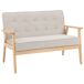 Sofá Dos Plazas Lino Sintético, Madera de Caucho HOMCOM Sofá Dos Plazas Lino Sintético, Madera de Caucho HOMCOM Crudo