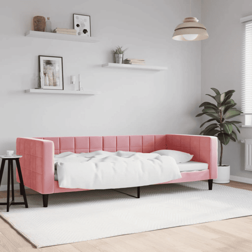 Sofá-cama, Sofá conversível 90x200 cm veludo rosa