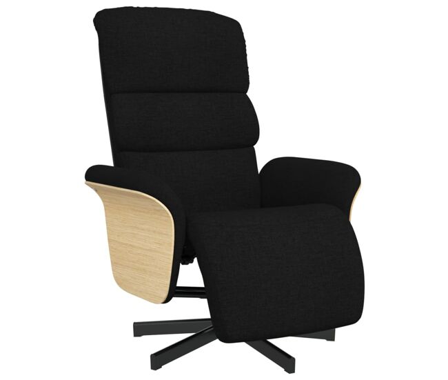 Sillón reclinable - sillón relax con reposapiés tela negra