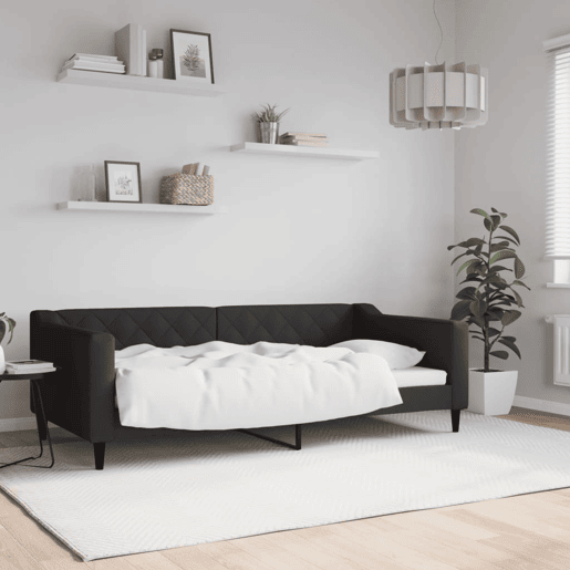 Sofá-cama, Sofá conversível 90x190 cm tecido preto