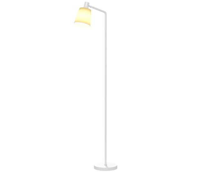 Homcom lámpara de pie led regulable, lámpara de pie salón moderna con pantalla giratoria 350°, 3 temperaturas de color 3000k/4000k/6500k y bombilla e27, para dormitorio, oficina, blanco