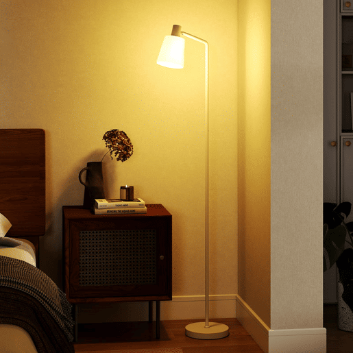 HOMCOM Candeeiro de Pé LED Regulável Candeeiro de Pé Sala Moderno com Ecrã Giratório 350° 3 Temperaturas de Cor 3000K4000K6500K e Lâmpada E27 para Quarto Escritório 45x21x148 cm Branco