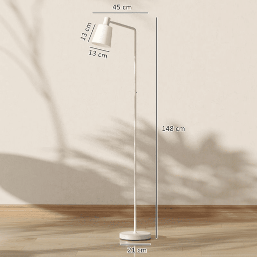 HOMCOM Candeeiro de Pé LED Regulável Candeeiro de Pé Sala Moderno com Ecrã Giratório 350° 3 Temperaturas de Cor 3000K4000K6500K e Lâmpada E27 para Quarto Escritório 45x21x148 cm Branco