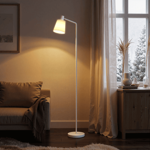 HOMCOM Candeeiro de Pé LED Regulável Candeeiro de Pé Sala Moderno com Ecrã Giratório 350° 3 Temperaturas de Cor 3000K4000K6500K e Lâmpada E27 para Quarto Escritório 45x21x148 cm Branco